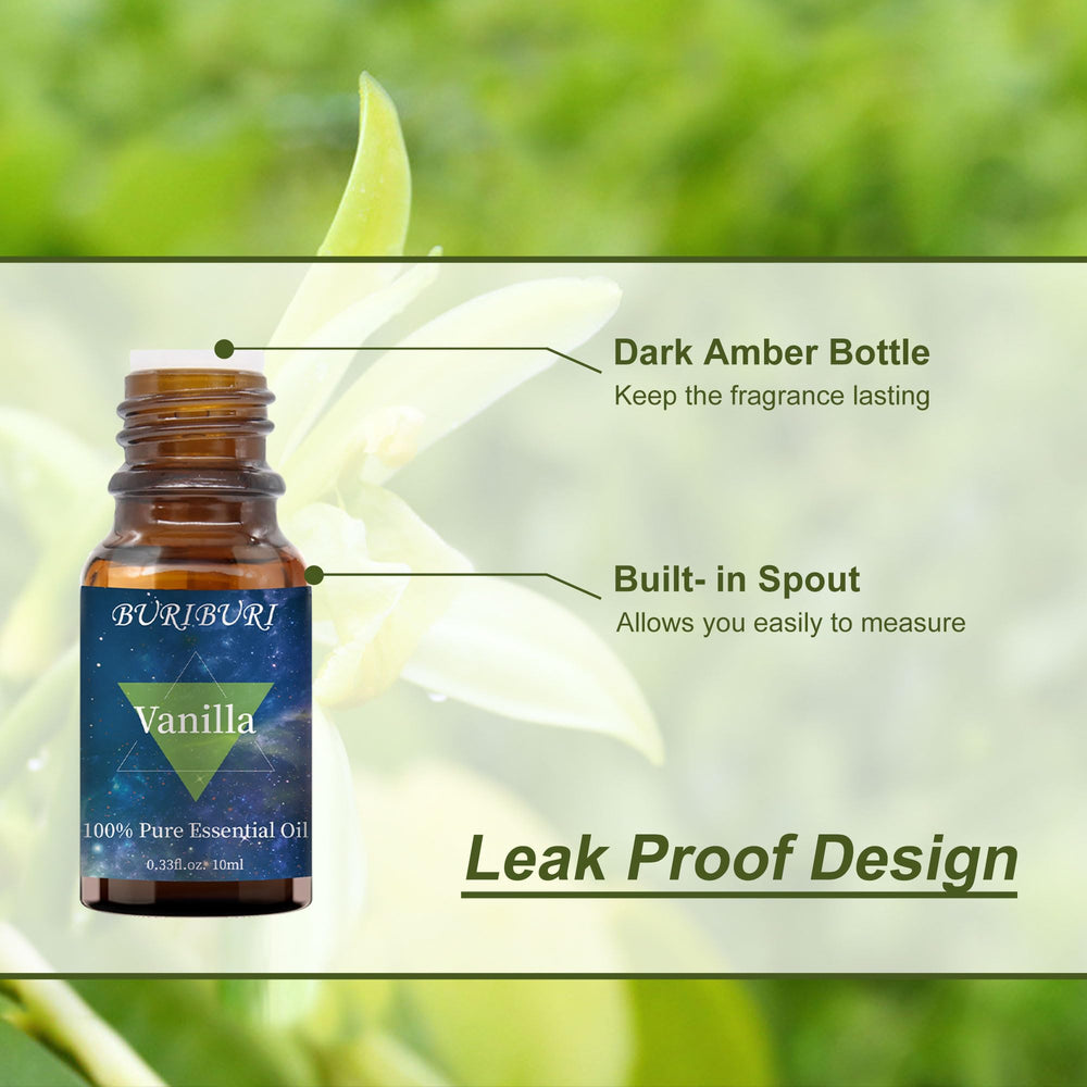 Vanilla essential oil bottle with dropper for massage use