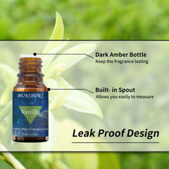 Close-up of Vanilla oil label