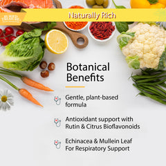 Traditional kid's health ingredients: Oregon grape root, wild cherry bark, and osha root