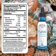 Close-up shot of Buried Treasure Fulvic Mineral Drops bottle