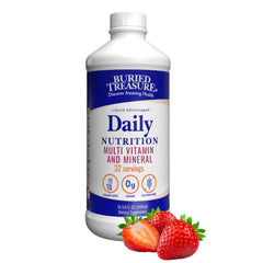 Bottle of Buried Treasure liquid multivitamin with label