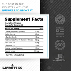 Close-up of Burnz EXT ingredients label