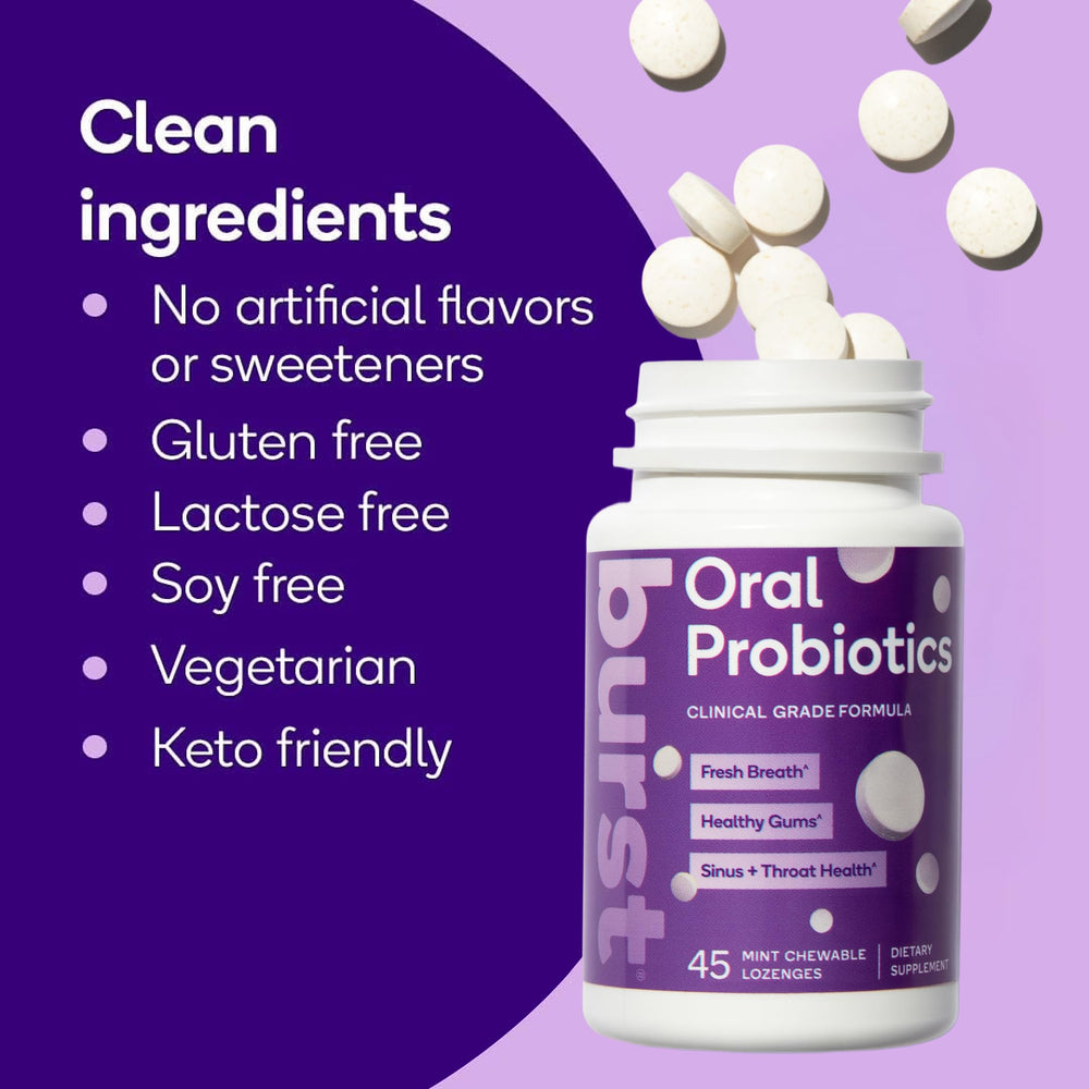 Chewable mint tablets of Burst Dental Probiotics