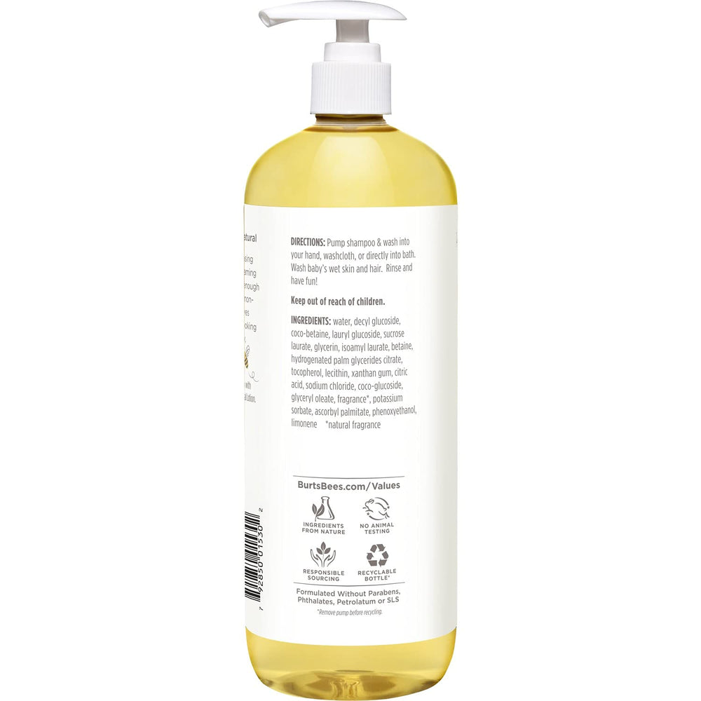 Back view of Burt's Bees Baby Shampoo & Wash Calming packaging