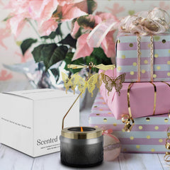 Gift-ready butterfly rotating candle packaging and presentation