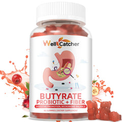 Front view of Butyrate Gummies Gut Health Supplement bottle