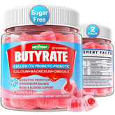 Butyrate gummies with probiotic, prebiotic, postbiotic and peach flavor