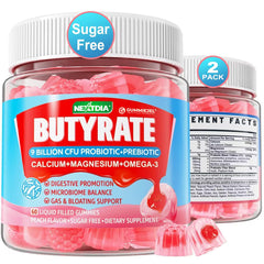 Butyrate gummies with probiotic, prebiotic, postbiotic and peach flavor