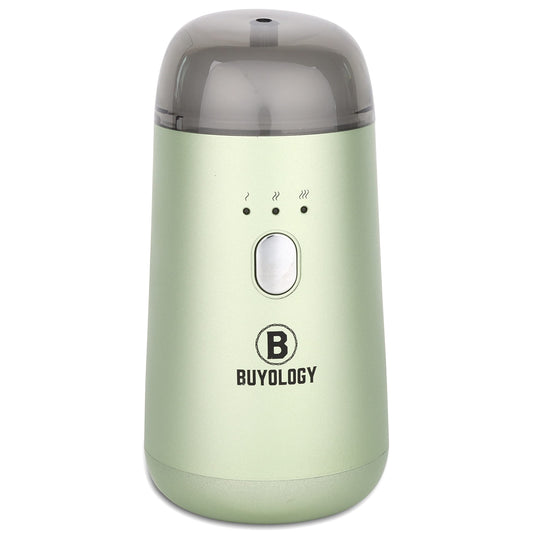 Buyology rechargeable car diffuser front view highlights compact cordless design for travel aromatherapy.