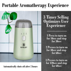 Buyology diffuser cap and nebulizing head highlight waterless pure aroma diffusion.