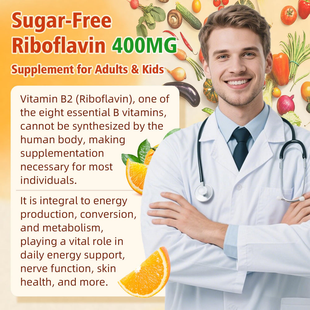 Each gummy provides 400 mg riboflavin (B2)