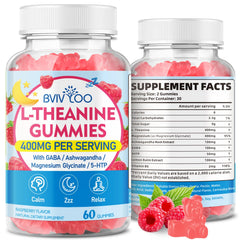 Hero image: BVIVLOO L-Theanine Gummies Raspberry 60-count