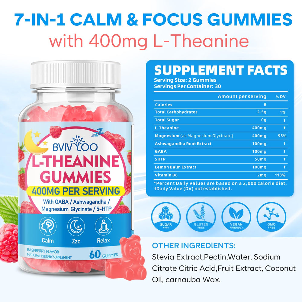 Gummies ingredients: Ashwagandha, GABA, and 5-HTP