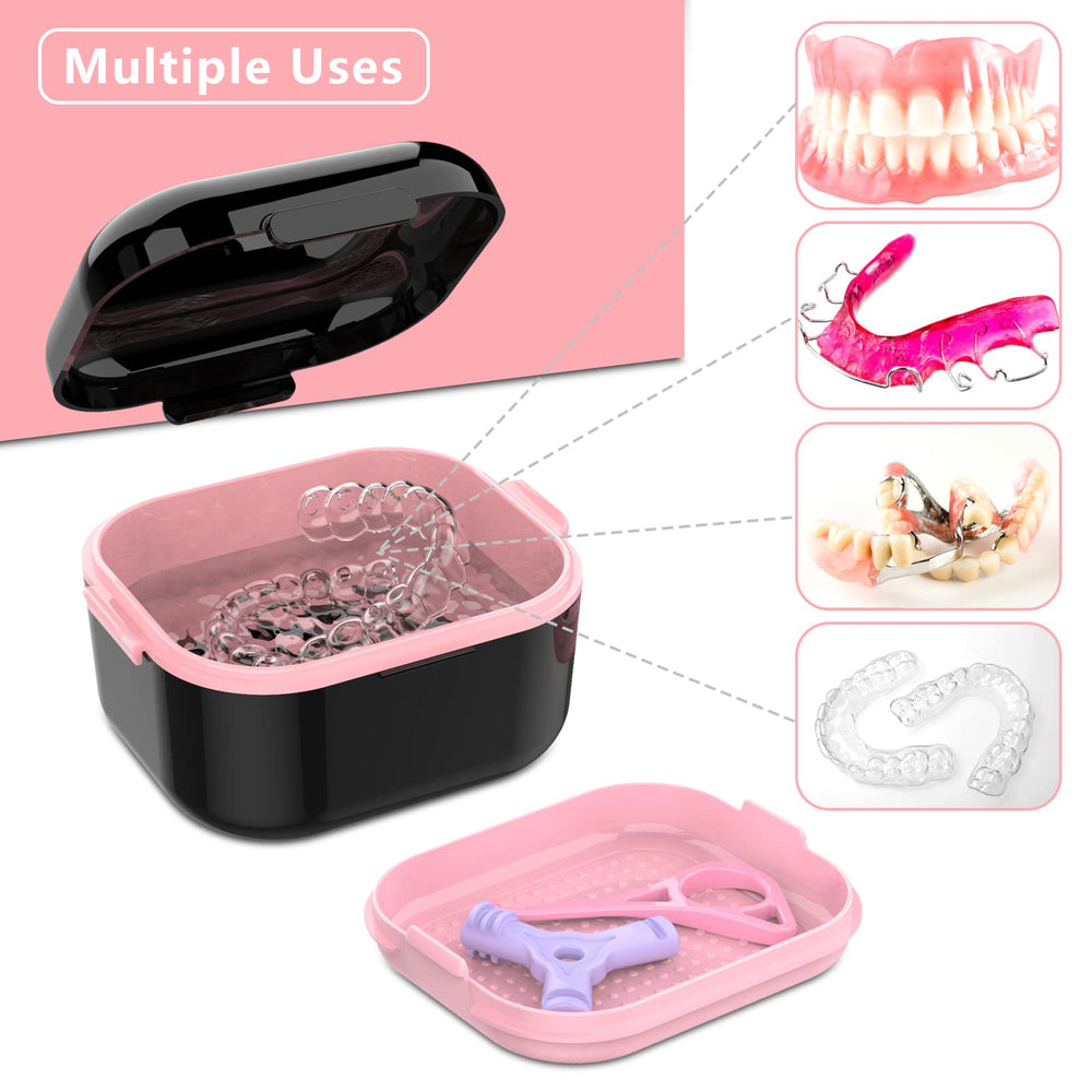 BVN Large-capacity portable denture case for dentures, retainers, and more