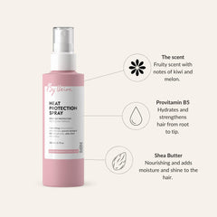 Close-up of the By Veira bottle in use for sleek heat protection.