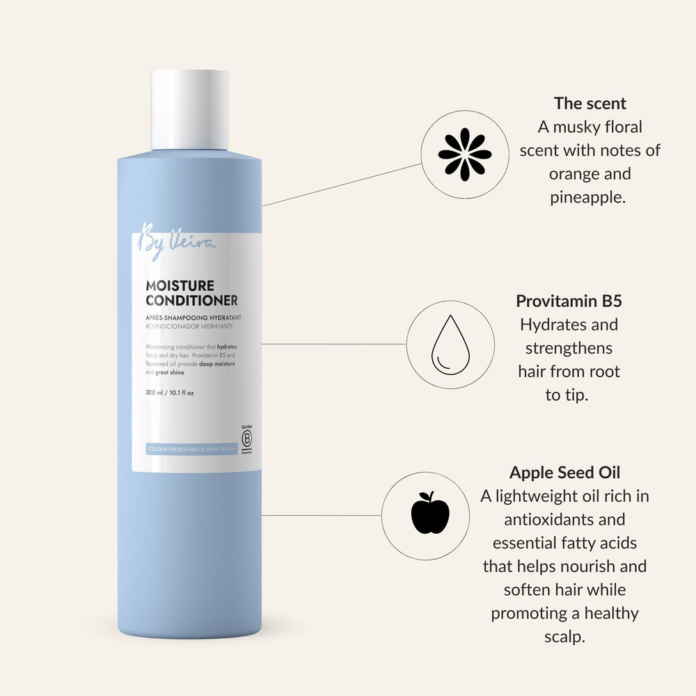By Veira Moisture Conditioner being applied to hair for frizz control.