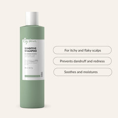 Creamy lather on damp hair hints at moisture and frizz control.