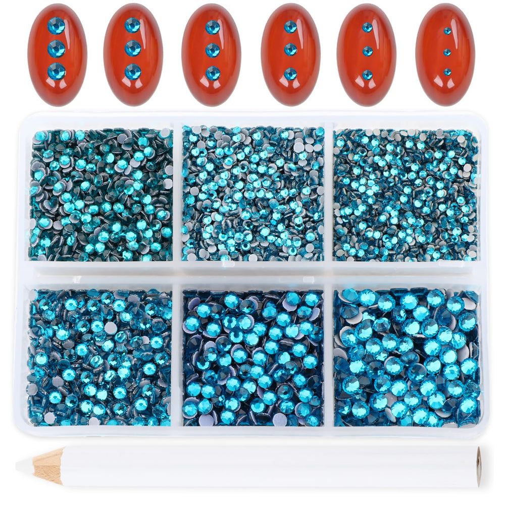 Bymitel blue zircon hotfix rhinestones close-up for precise application and dazzling craft shine.