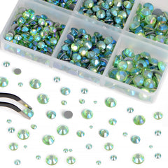 Bymitel hotfix rhinestones Peridot AB heat-adhesion demo for quick DIY embellishments