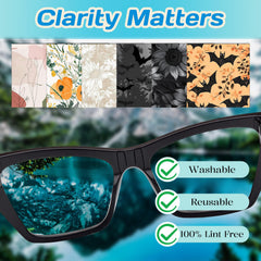 Close-up of microfiber texture on floral glasses cloth