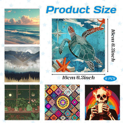 Six reusable microfiber cloths arranged flat for display