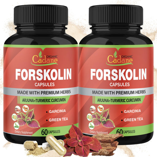 Cadane Forskolin capsules with turmeric, arjuna, garcinia cambogia and green tea – front view