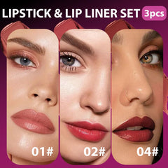 CAKAILA rose-nude lip liner and lipstick swatch on arm shows rich pigment and smooth glide.