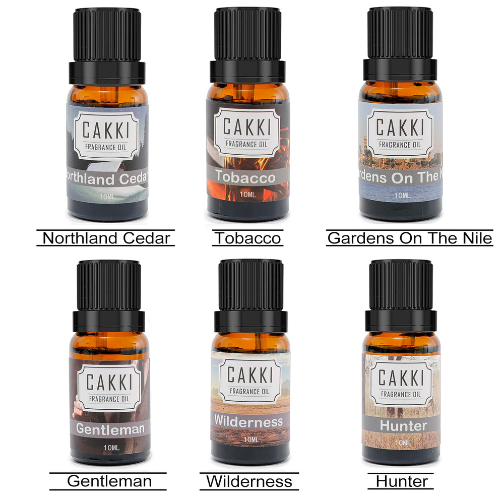 CAKKI Gentleman's Oils set bottles-arranged showing six 10ml vials