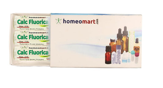 Calcarea Fluorica homeopathy pellets in 30C potency in a glass vial