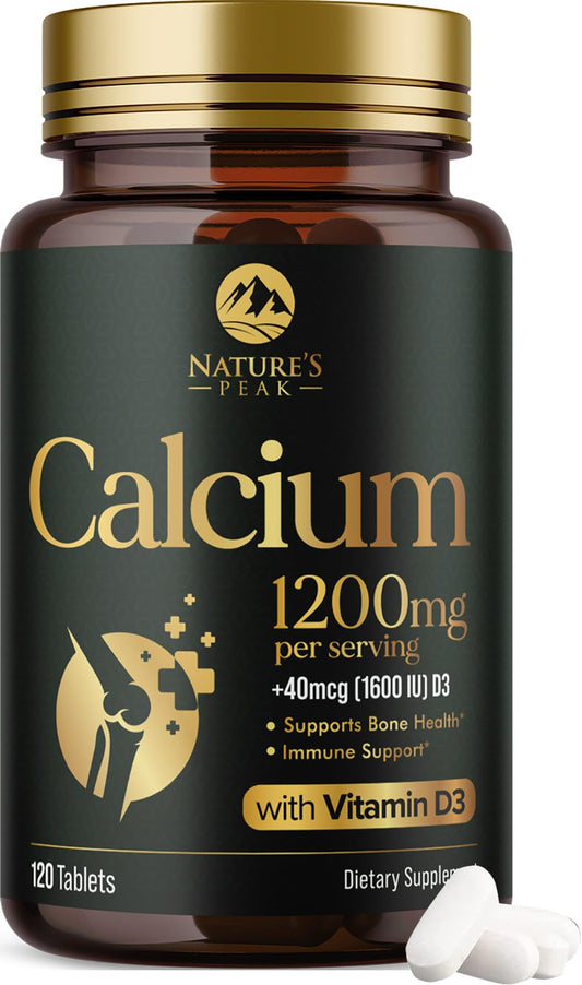 Bottle of Calcium 1200 mg with Vitamin D3 supplement
