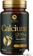 Bottle of Calcium 1200 mg with Vitamin D3 supplement