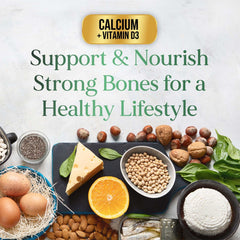 Calcium & Vitamin D3 capsules/tablets arrangement