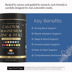 Pineapple-flavored vegan calcium gummy
