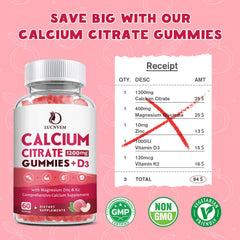 Supplement facts: calcium citrate 1200 mg, magnesium glycinate 400 mg, zinc 10 mg, vitamin D3 1000 IU, vitamin K2 120 mcg