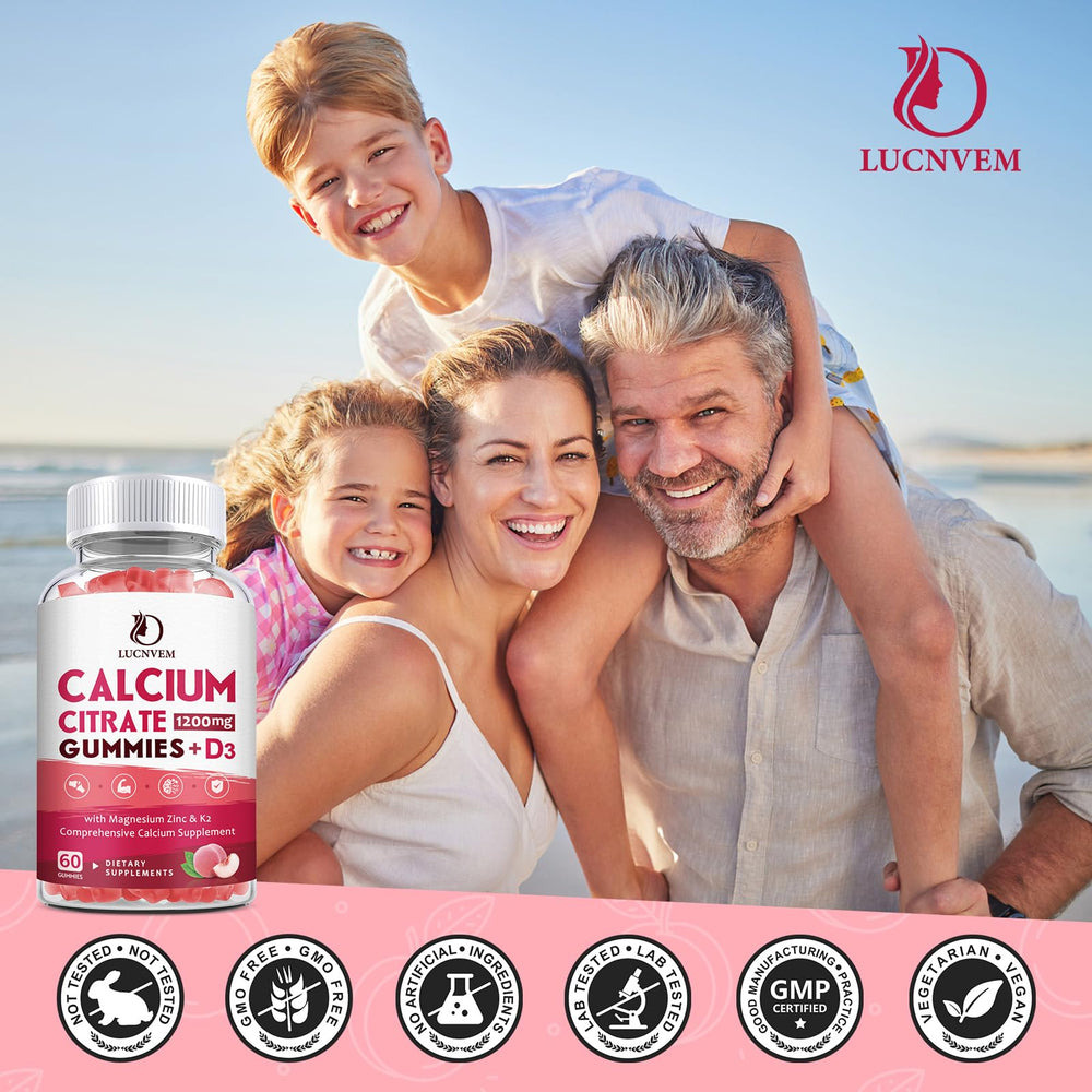 Calcium citrate gummies packaging on white background