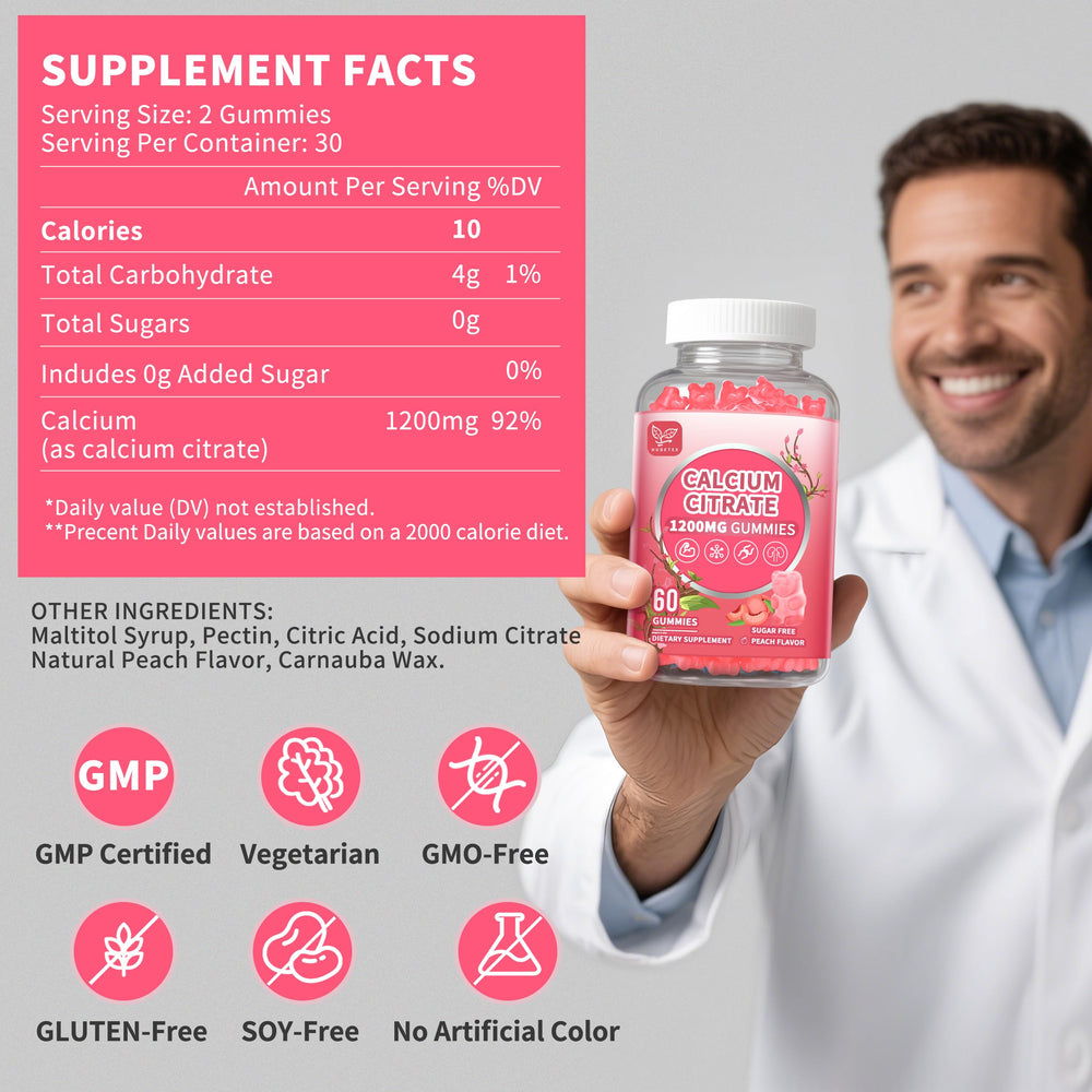 GMP-certified vegan calcium citrate gummies purity seal