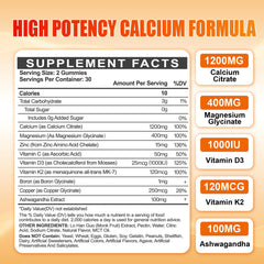 Calcium citrate-based gummy formula with D3, K2, Magnesium and Zinc