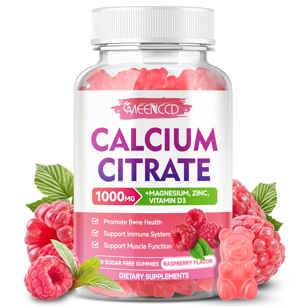 Bottle of Calcium Citrate Gummies 1000mg with Vitamin D3 – Raspberry flavor