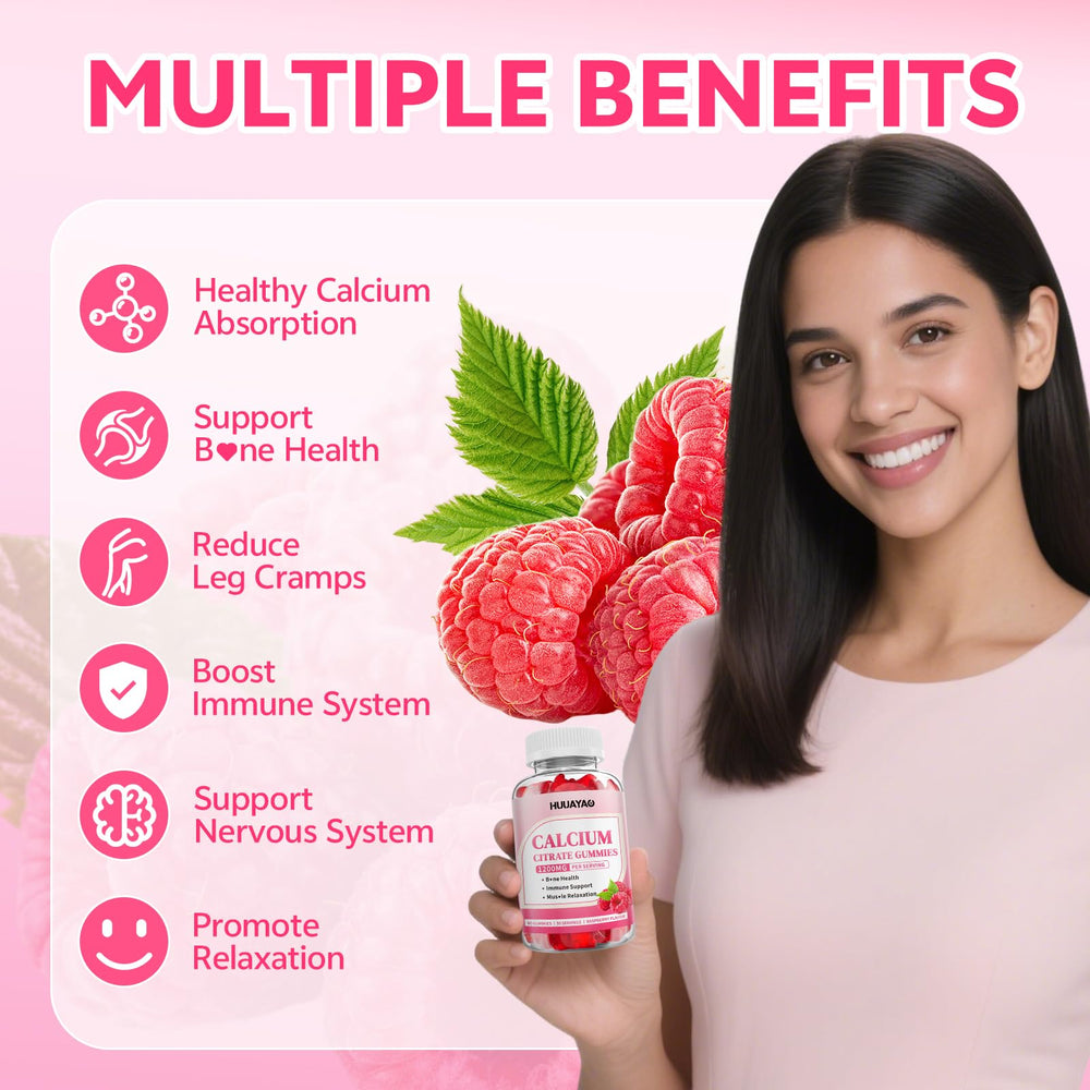Gummies with label showing 1200mg calcium citrate