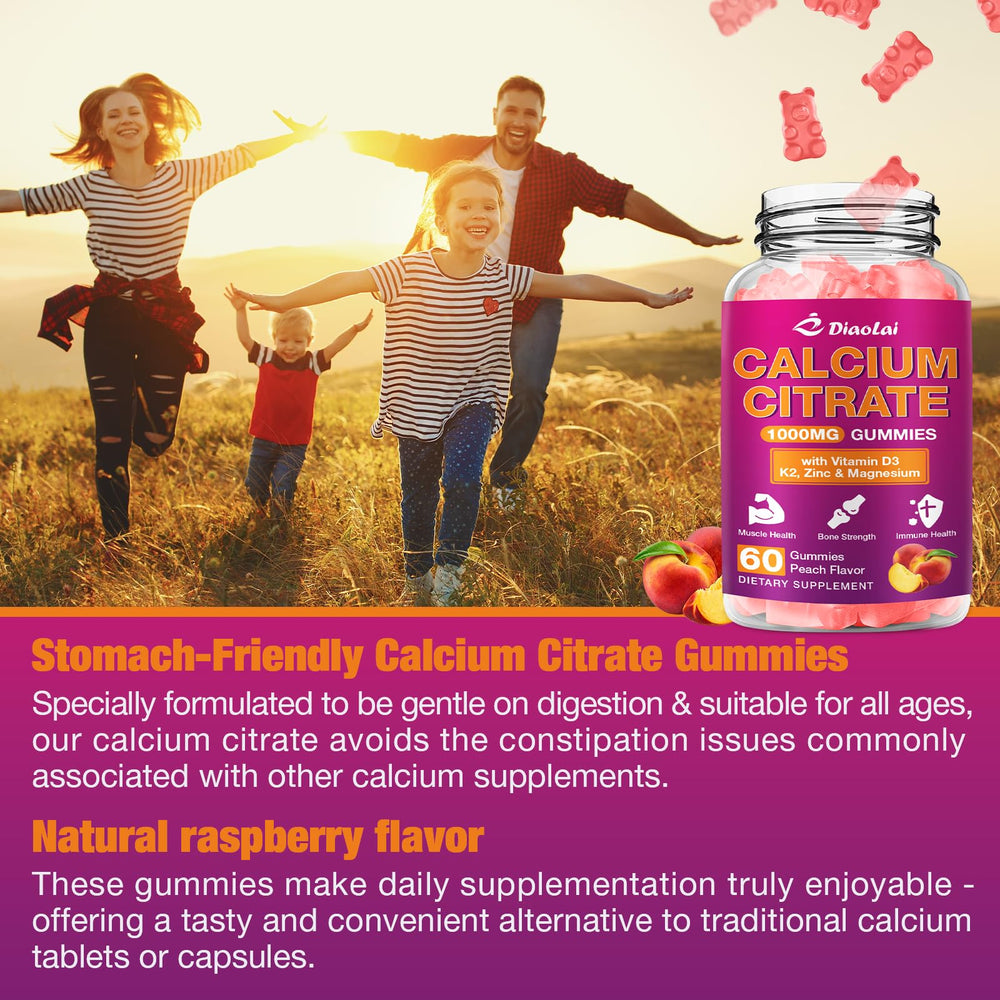 Lifestyle image of adults and kids using calcium citrate gummies