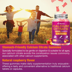 Lifestyle image of adults and kids using calcium citrate gummies