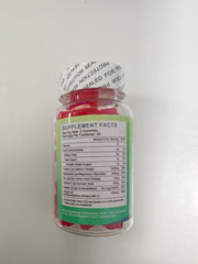 Close-up of raspberry-flavored calcium citrate gummies