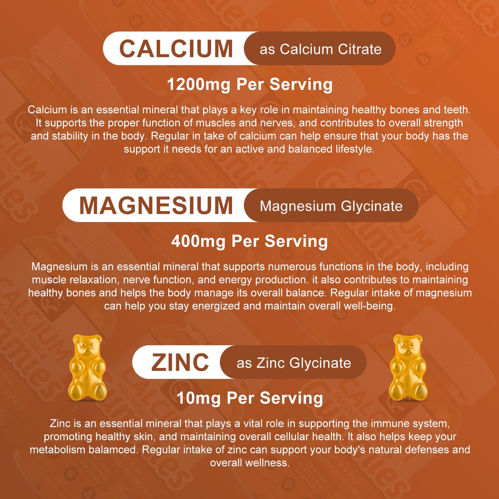 Gummies featuring calcium glycinate and plant-based minerals