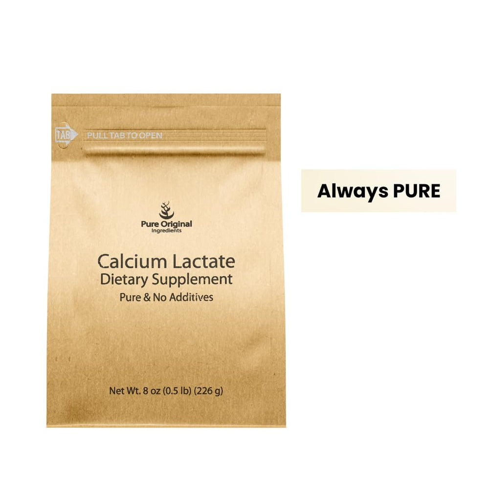 8 oz bottle label featuring calcium lactate electrolyte information