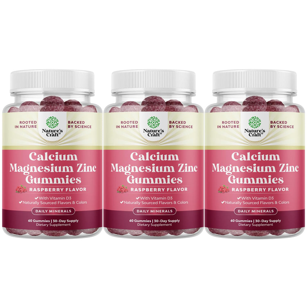 Bottle label: Calcium Magnesium Zinc Gummies with Vitamin D3