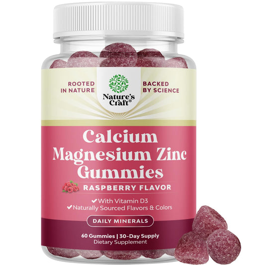Calcium Magnesium Zinc Gummies with Vitamin D3 1-Month Supply packaging