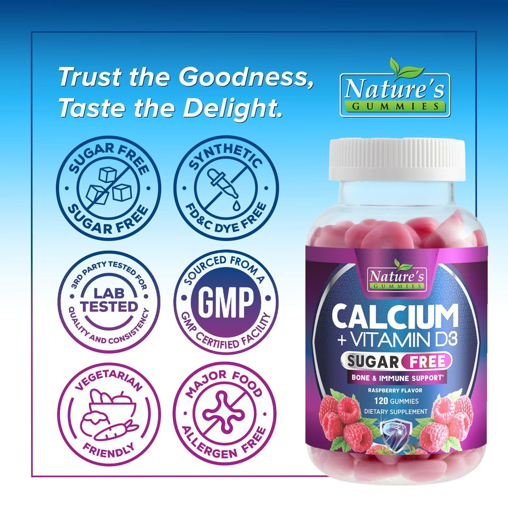 Calcium supplement gummies 120-count with 400 IU D3 for absorption