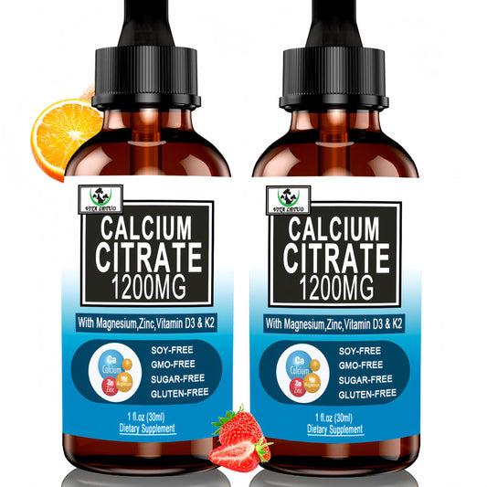 Front view of the 2 pack calcium liquid drops bottle