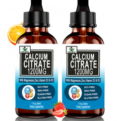 Front view of the 2 pack calcium liquid drops bottle