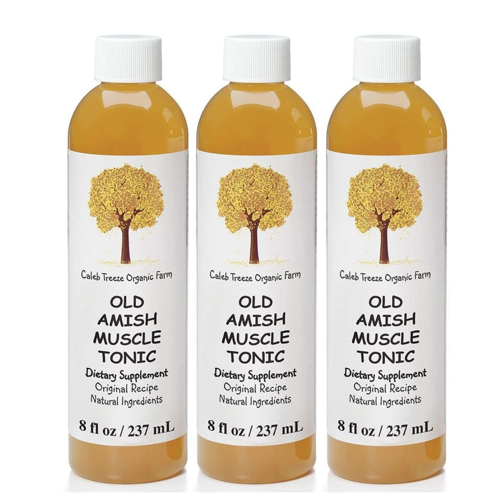 Caleb Treeze Old Amish Muscle Tonic bottle for fast leg and foot cramp relief